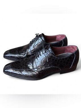 Magnanni Selección Pascual Genuine Crocodile Oxford‎ Shoes 8.5 M Black $2500